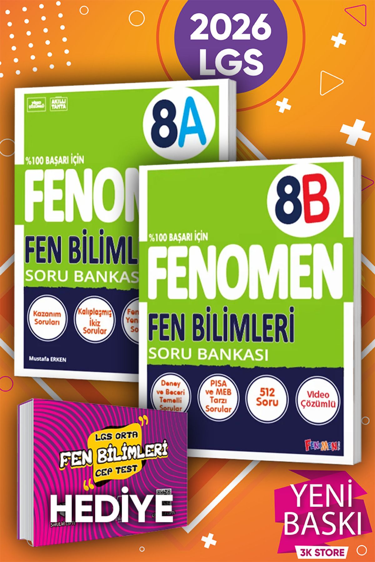 2026 LGS 8.Sınıf Fen Bilimleri A ve B Soru Bankası 2li Set (Karekök Cep Test Hediyeli)