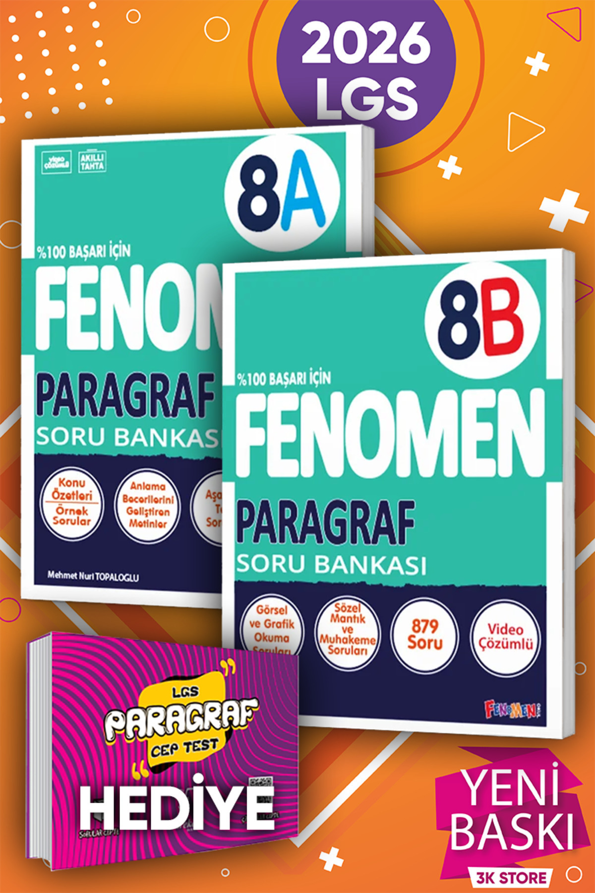 2026 LGS 8.Sınıf Paragraf A ve B Soru Bankası 2li Set (Karekök Cep Test Hediyeli)