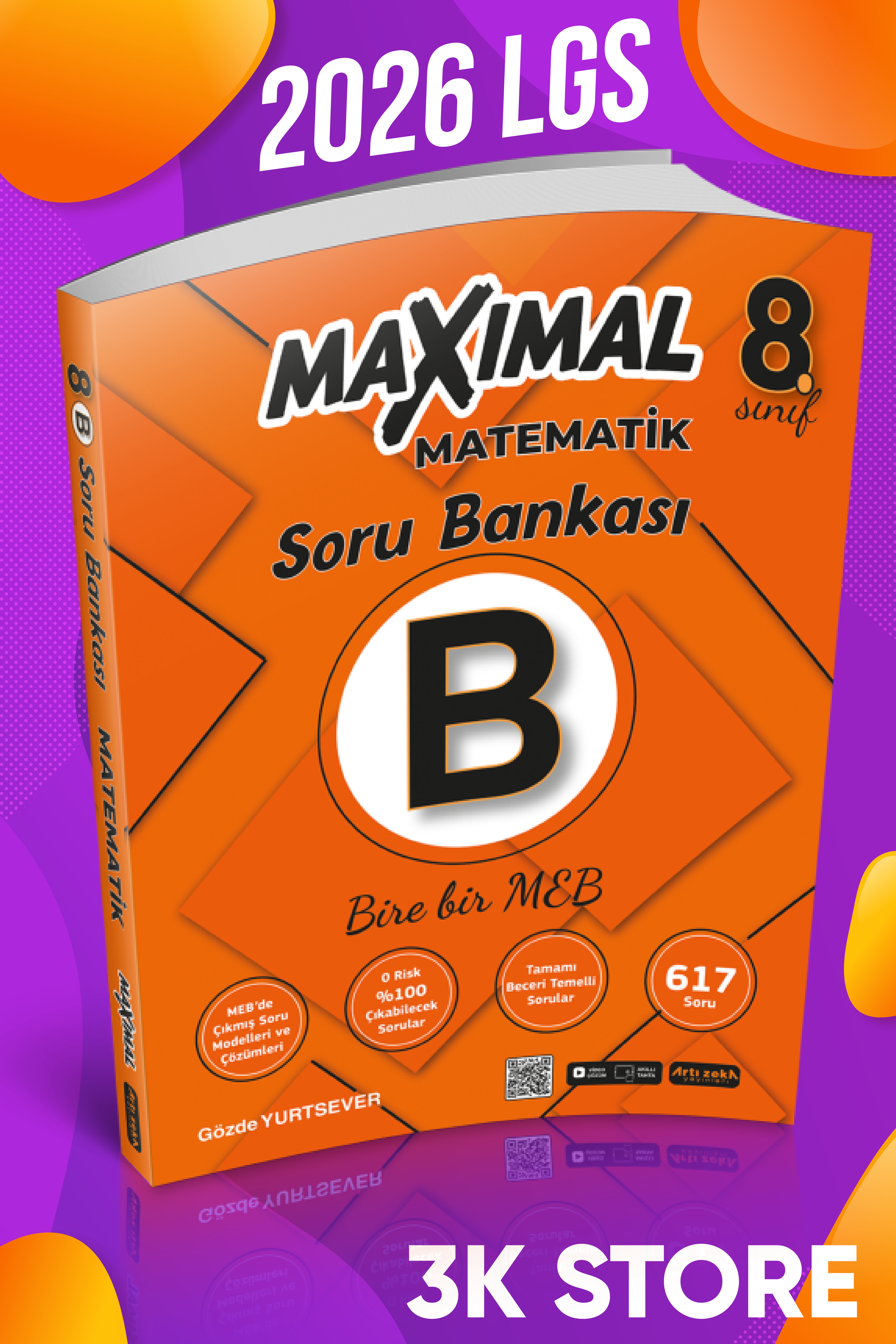 Artı Zeka Yayınları 8.Sınıf Matematik Maximal Bire Bir MEB Soru Bankası -B- 