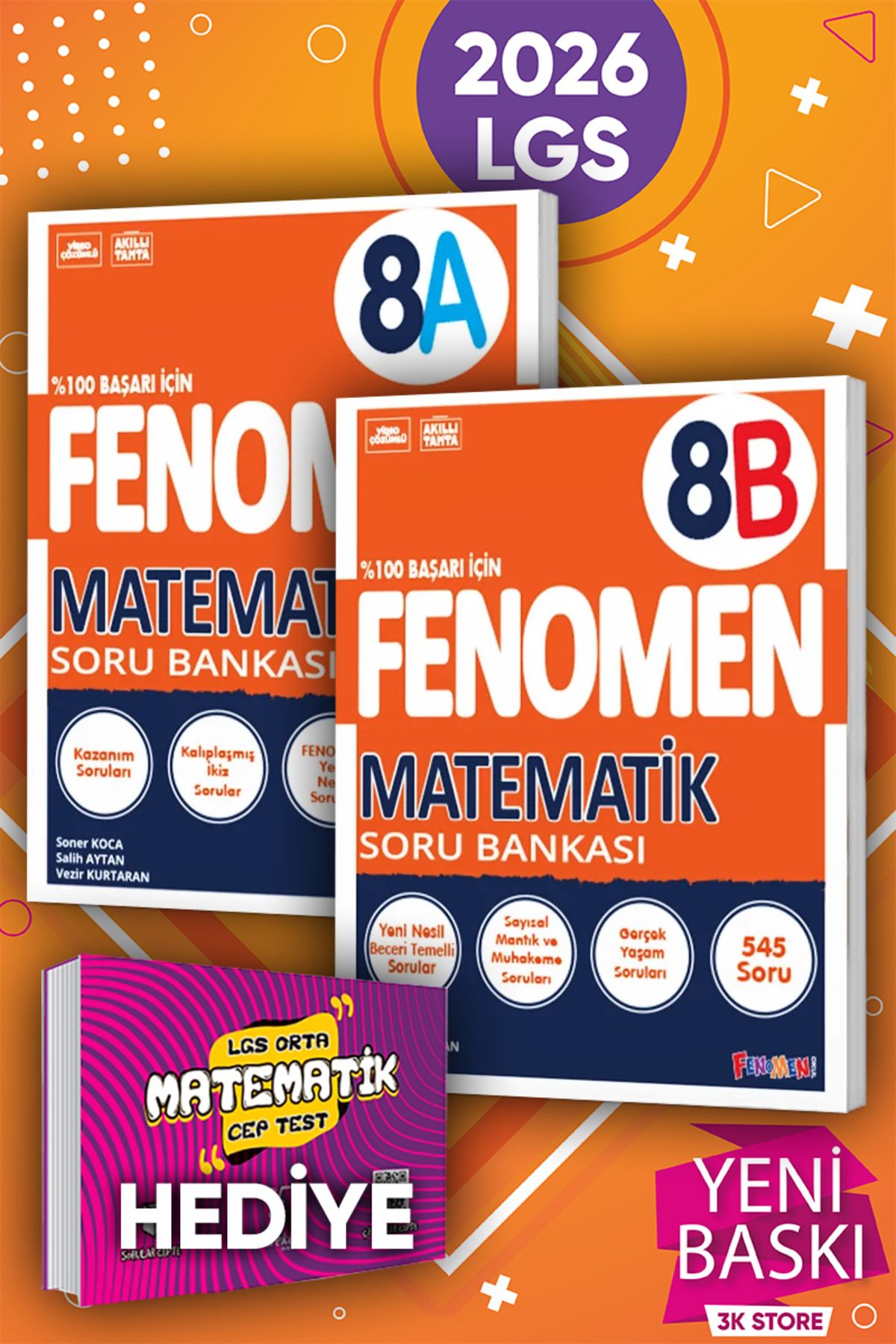Fenomen Yayıncılık 2026 LGS 8.Sınıf Matematik A ve B Soru Bankası 2li Set (Karekök Matematik Cep Test Hediyeli)